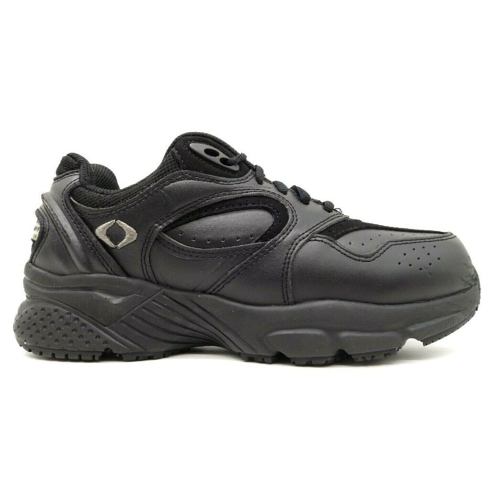 Apex Black Leather Slip Resistant Lace Up Work Sneakers Shoes Women's 8 XW